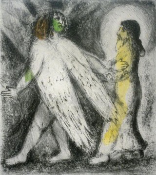 Marc Chagall œuvres - Angel Leading Elijah contemporain Marc Chagall
